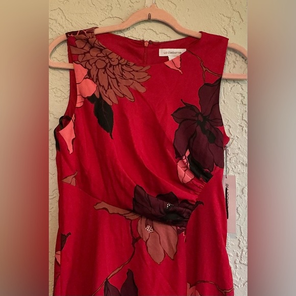 Liz Claiborne Red Floral Sleeveless A-Line Knee Length Dress (NWT) - Picture 2 of 10